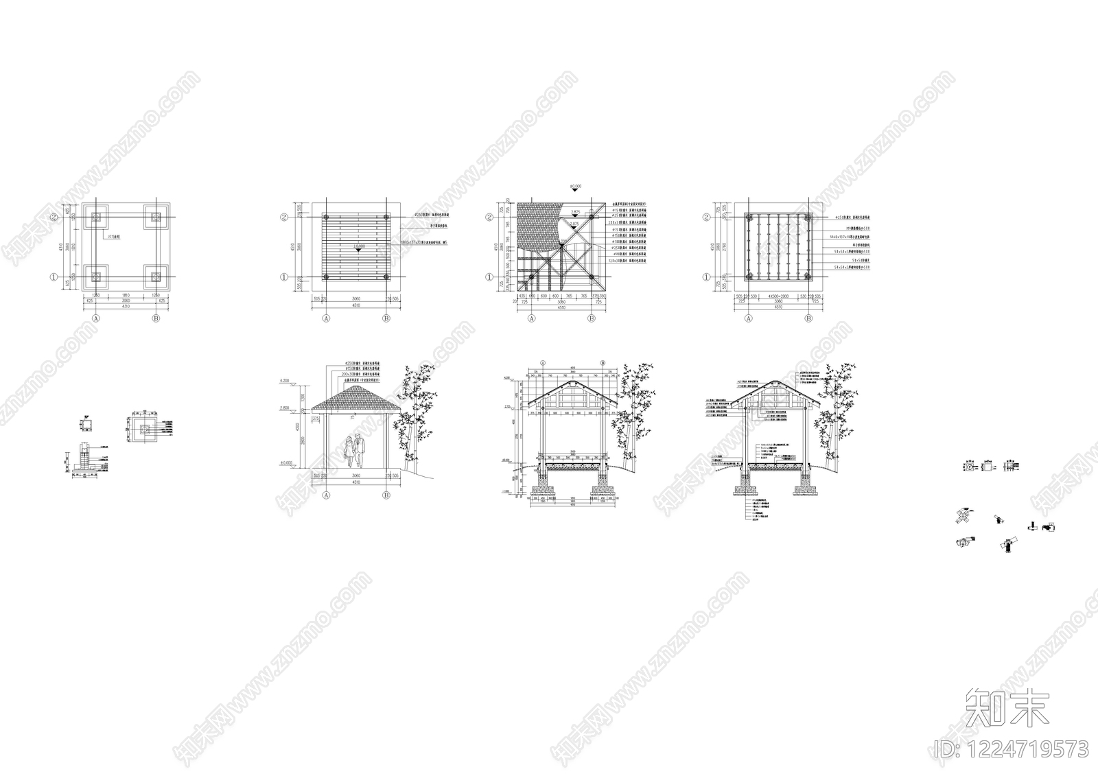 亭子cad施工图下载【ID:1224719573】