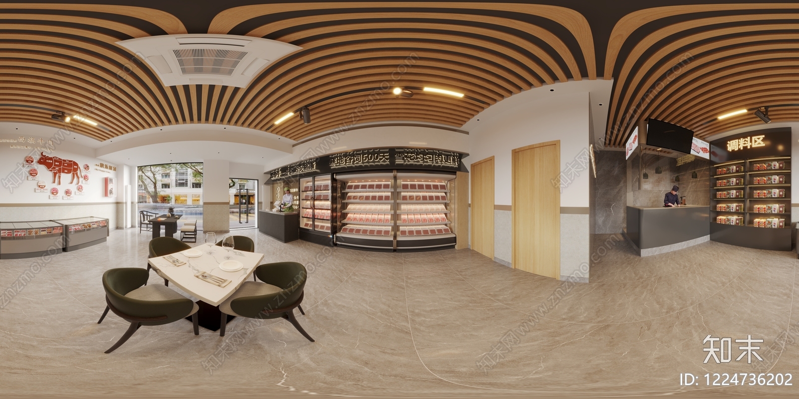 现代简约烤肉店3D模型渲染效果图