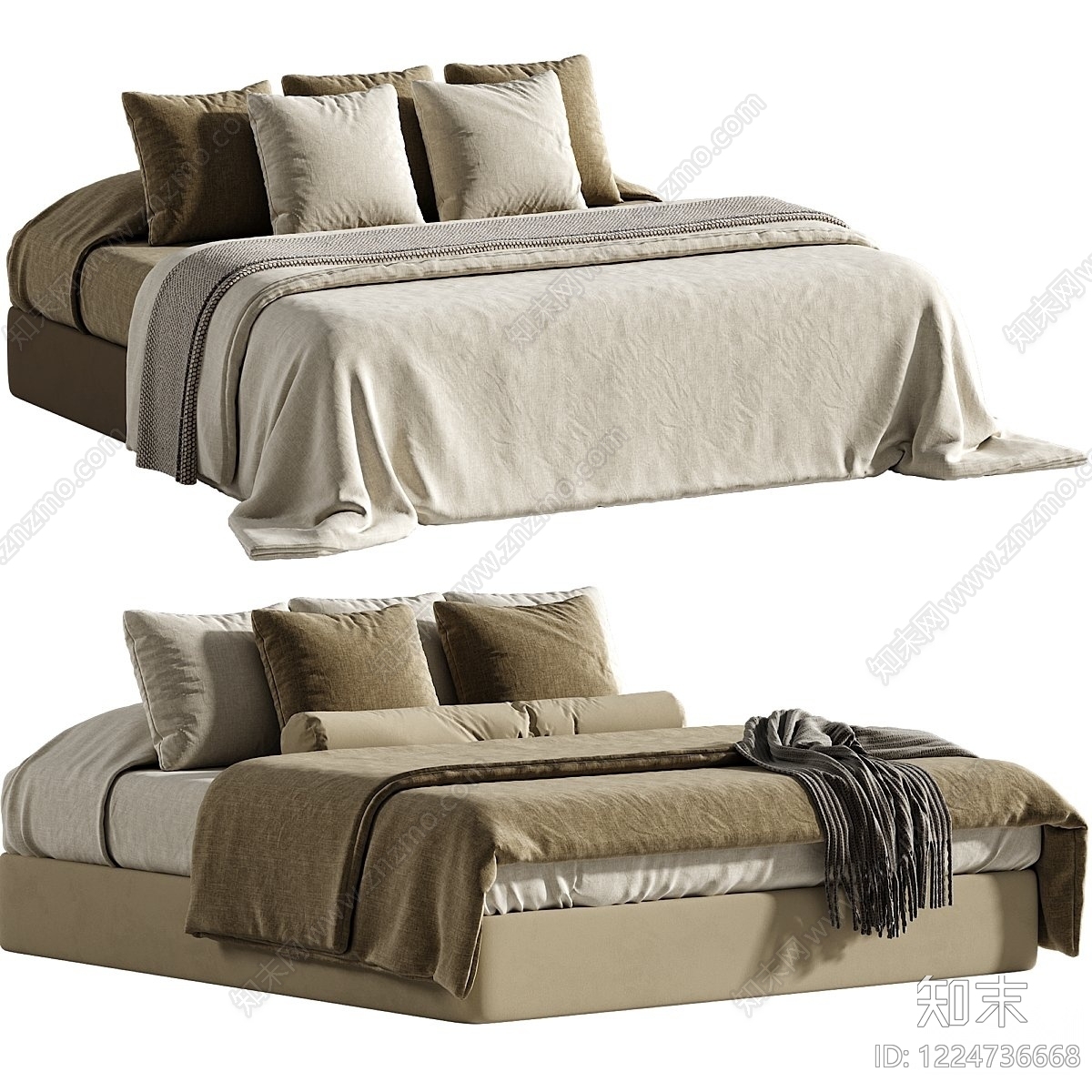 奶油风床品3D模型下载【ID:1224736668】