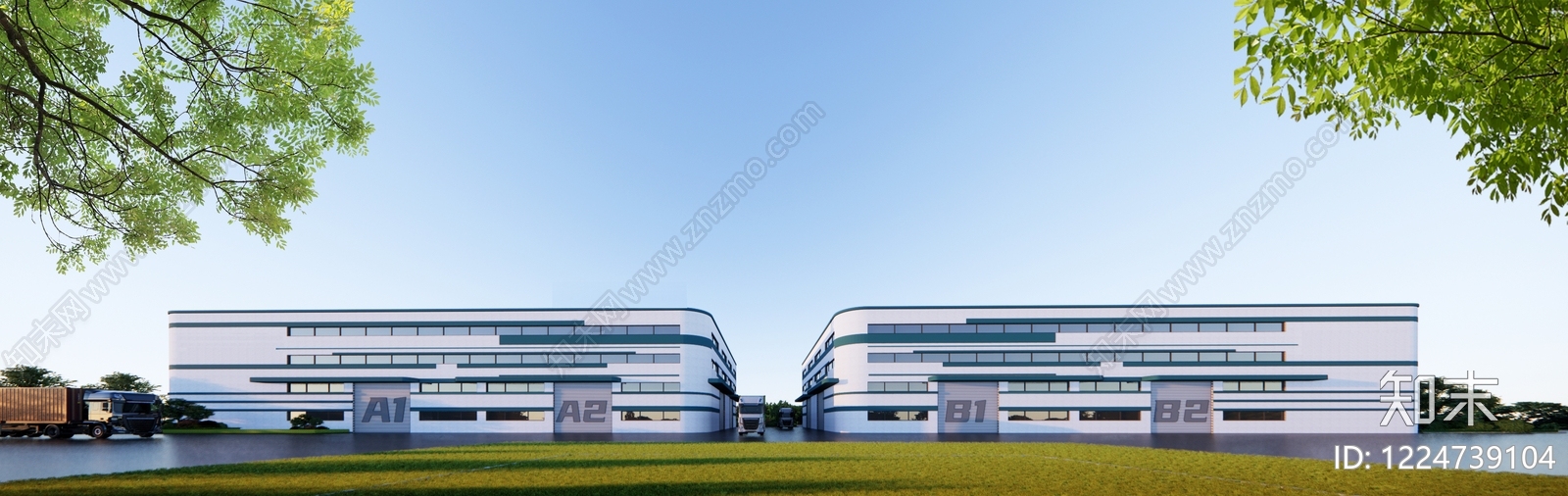 现代主义仓储建筑SU模型下载【ID:1224739104】