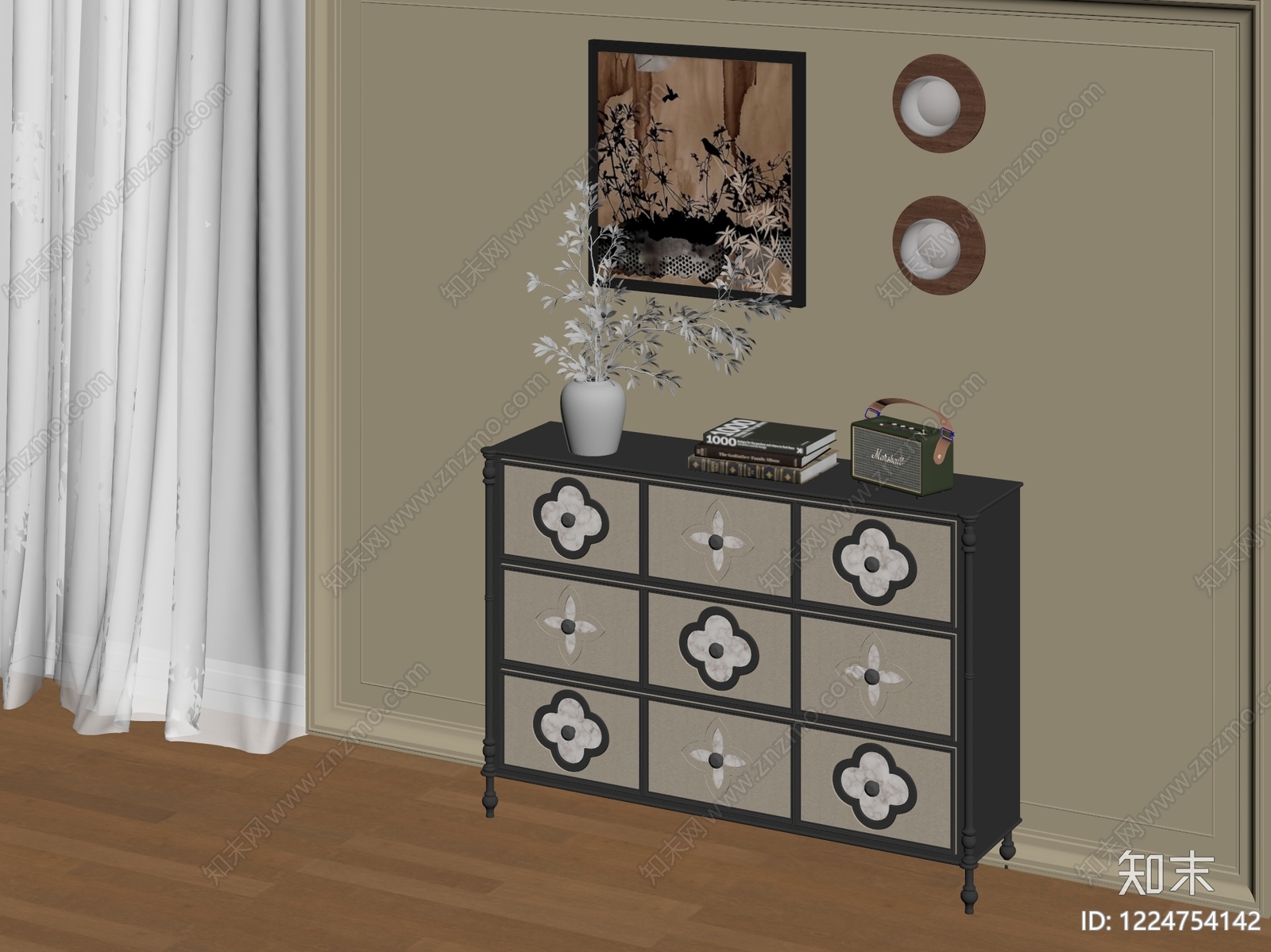 新中式斗柜3D模型下载【ID:1224754142】