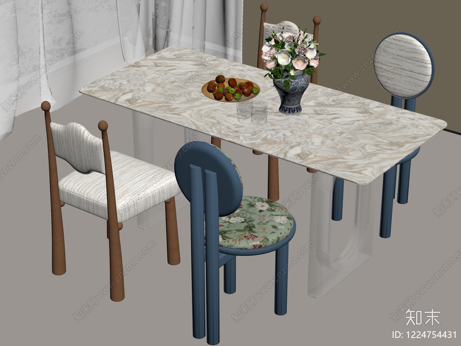 现代餐桌椅3D模型下载【ID:1224754431】