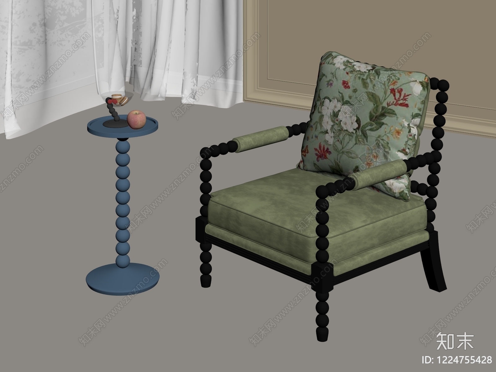 法式休闲桌椅3D模型下载【ID:1224755428】
