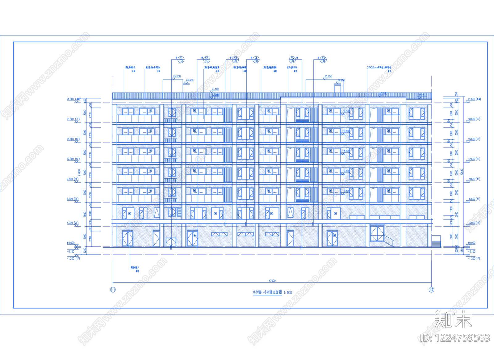 住宅楼建筑cad施工图下载【ID:1224759563】