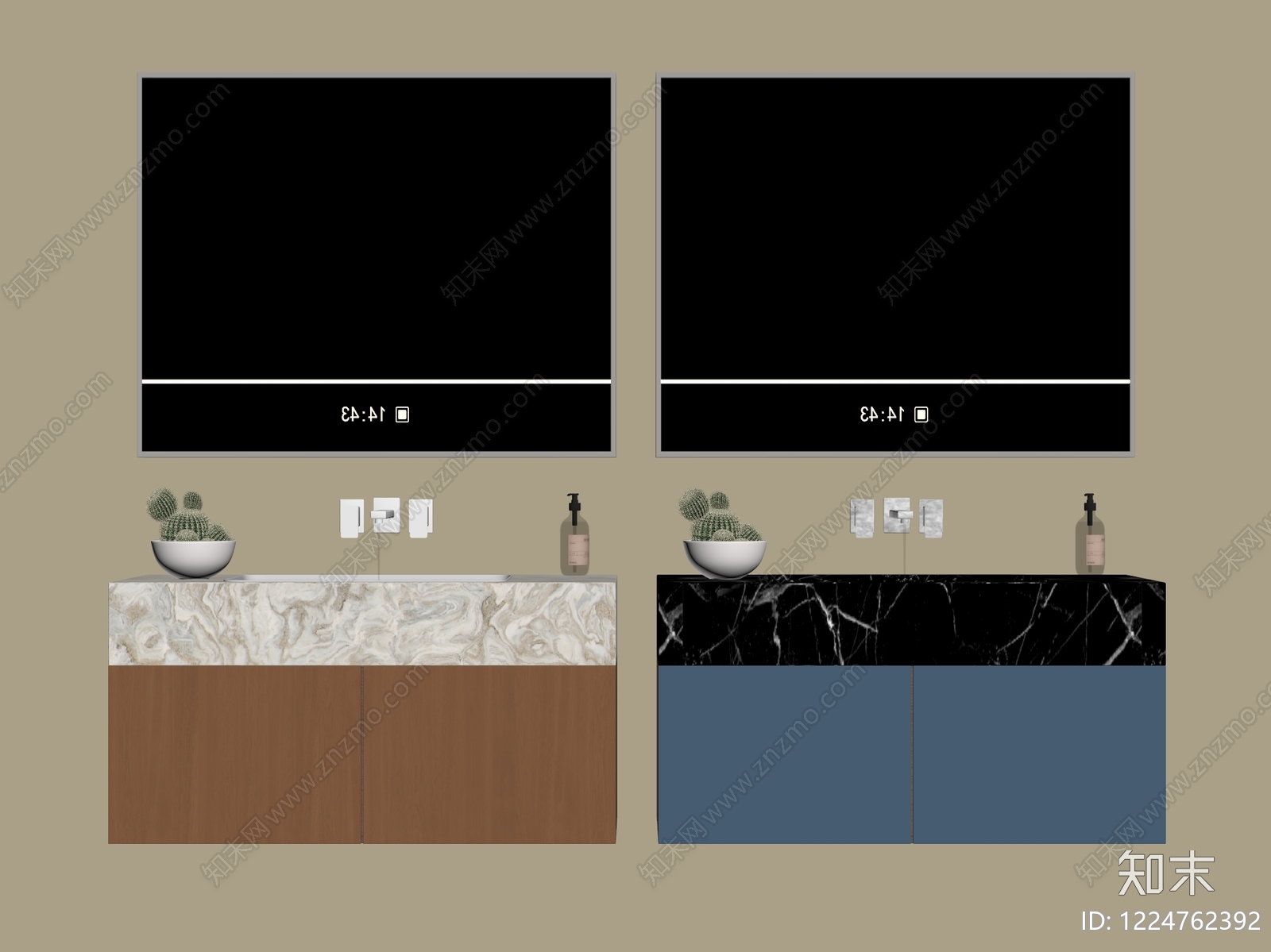现代简约浴室柜SU模型下载【ID:1224762392】
