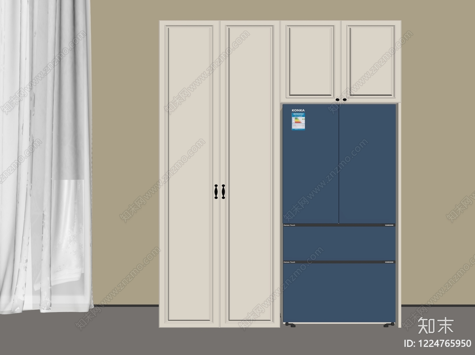 奶油风冰箱SU模型下载【ID:1224765950】