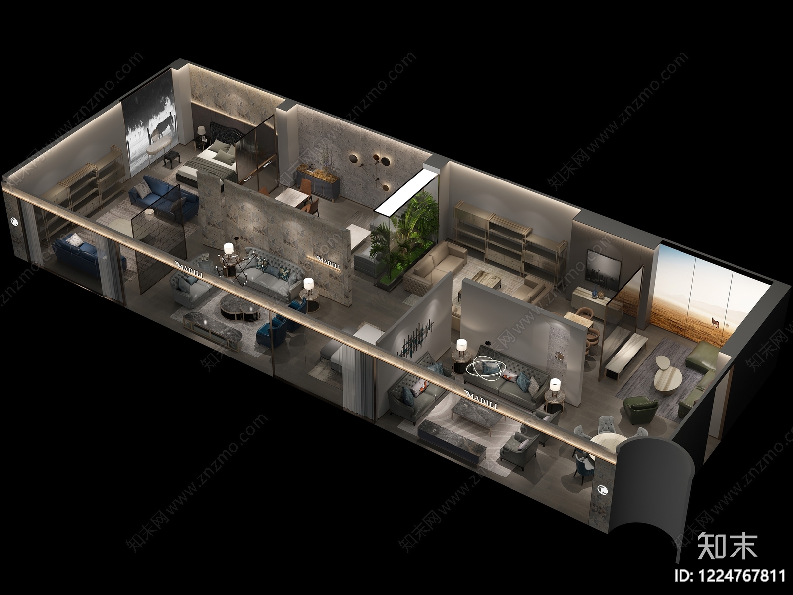 轻奢家具展厅3D模型渲染效果图