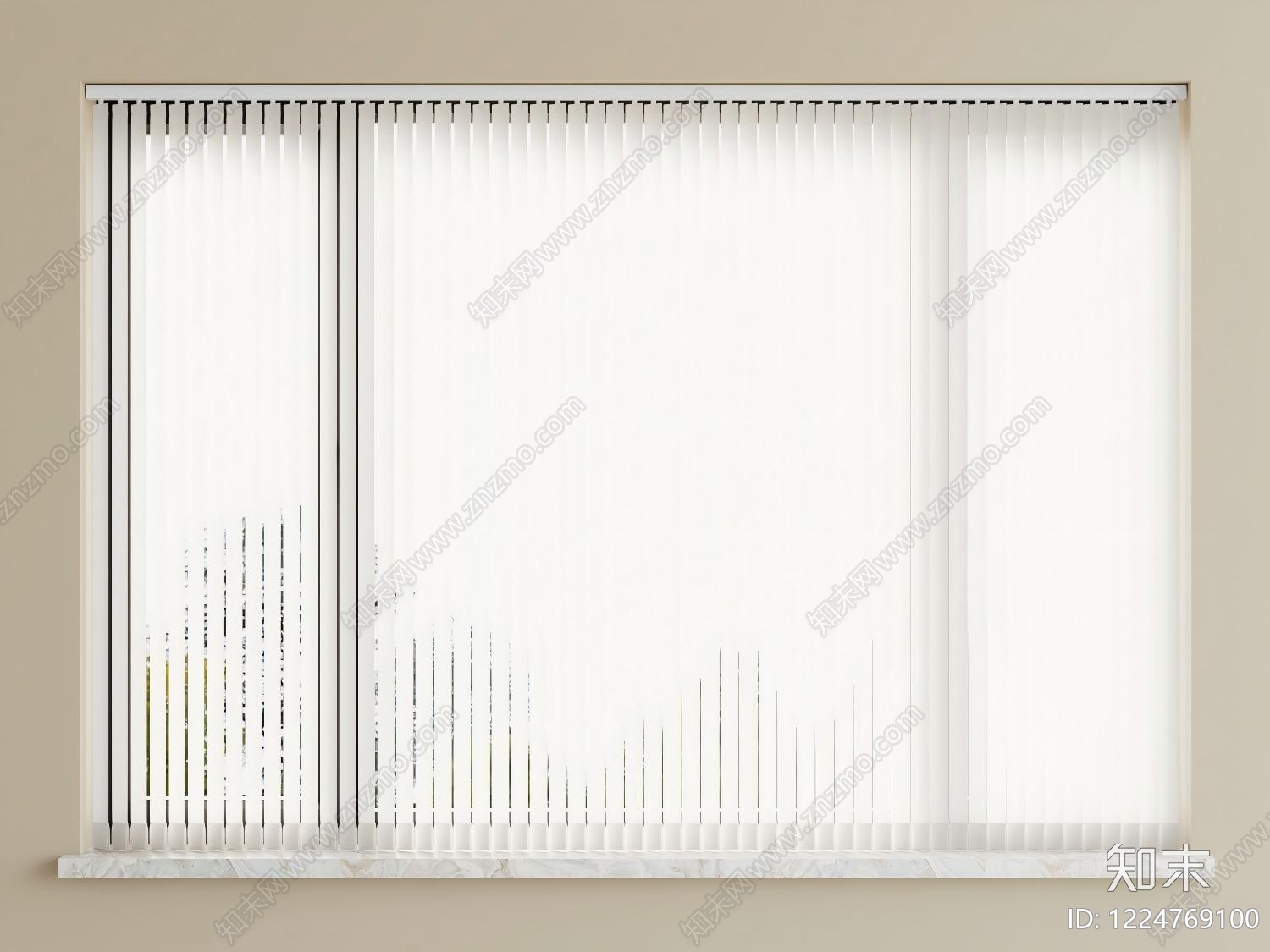 极简窗帘SU模型下载【ID:1224769100】