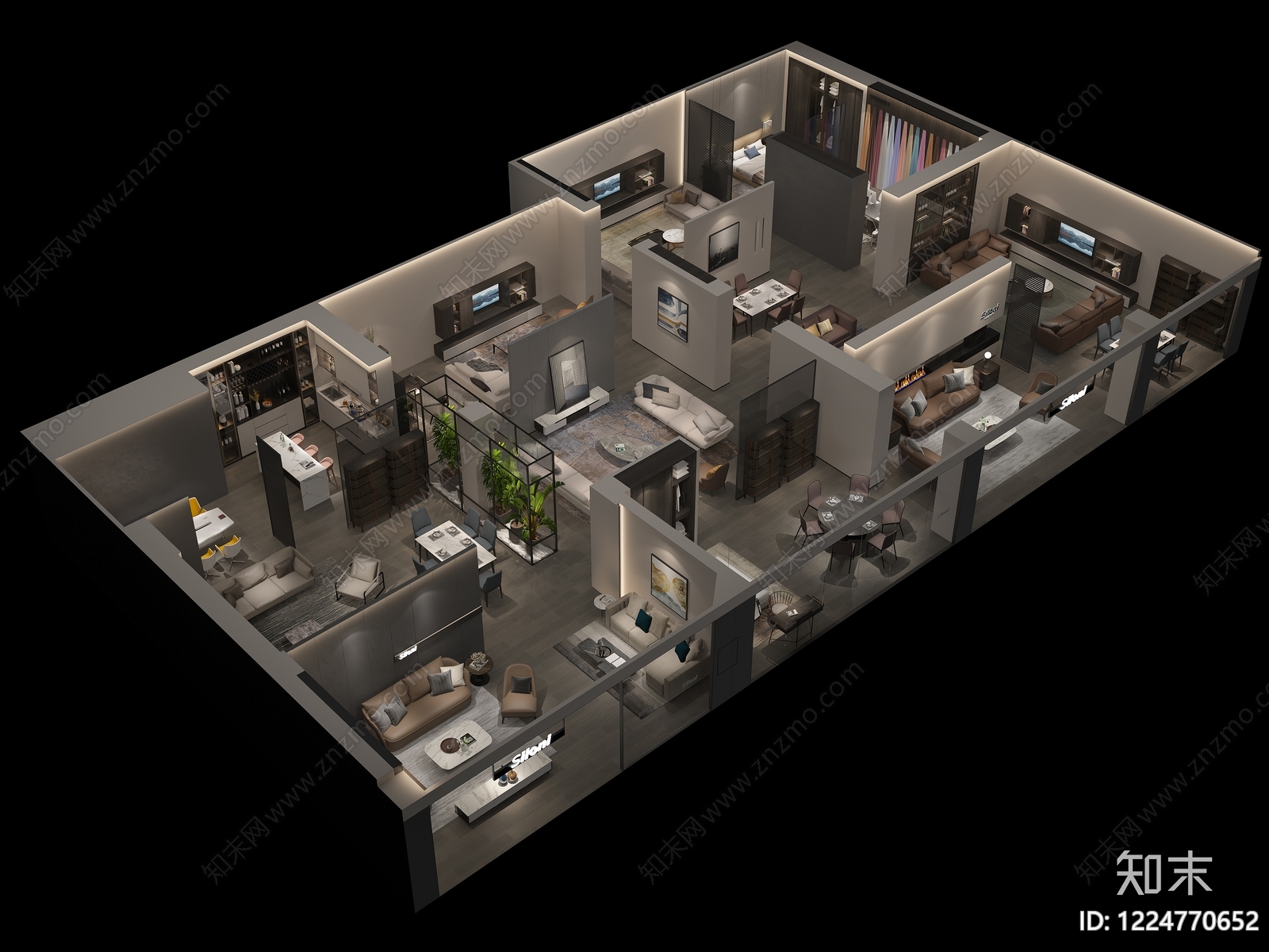 轻奢家具展厅3D模型渲染效果图