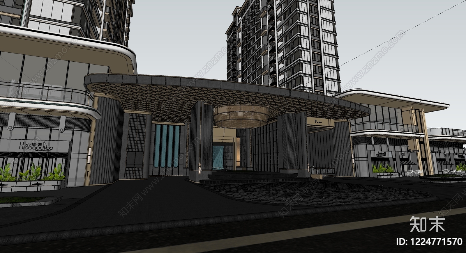 现代小区景观SU模型下载【ID:1224771570】