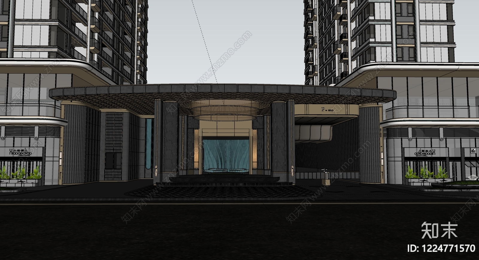 现代小区景观SU模型下载【ID:1224771570】