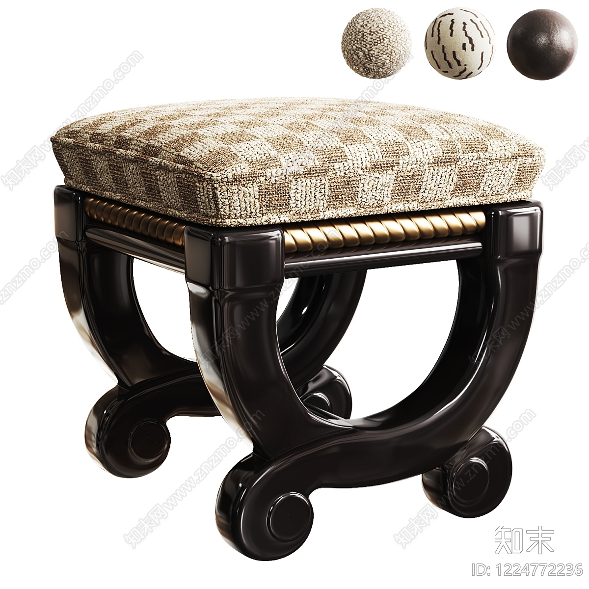 轻奢沙发凳3D模型下载【ID:1224772236】