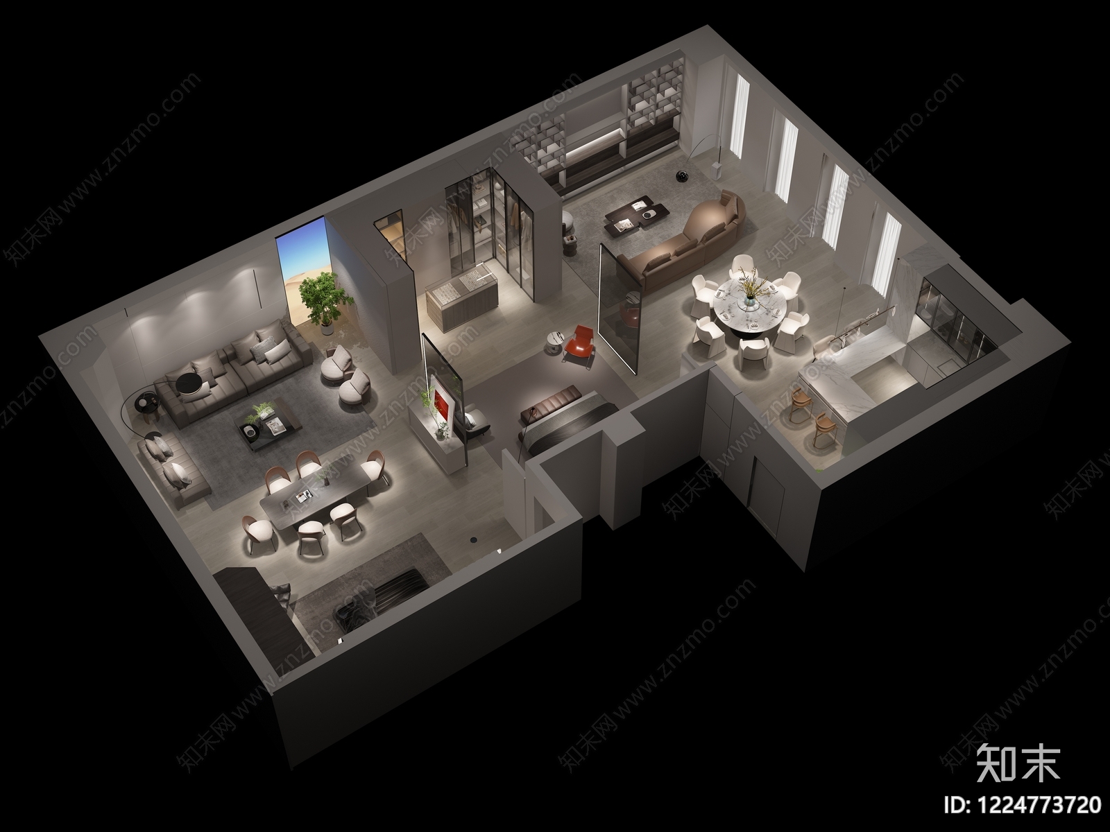 现代家具展厅3D模型渲染效果图