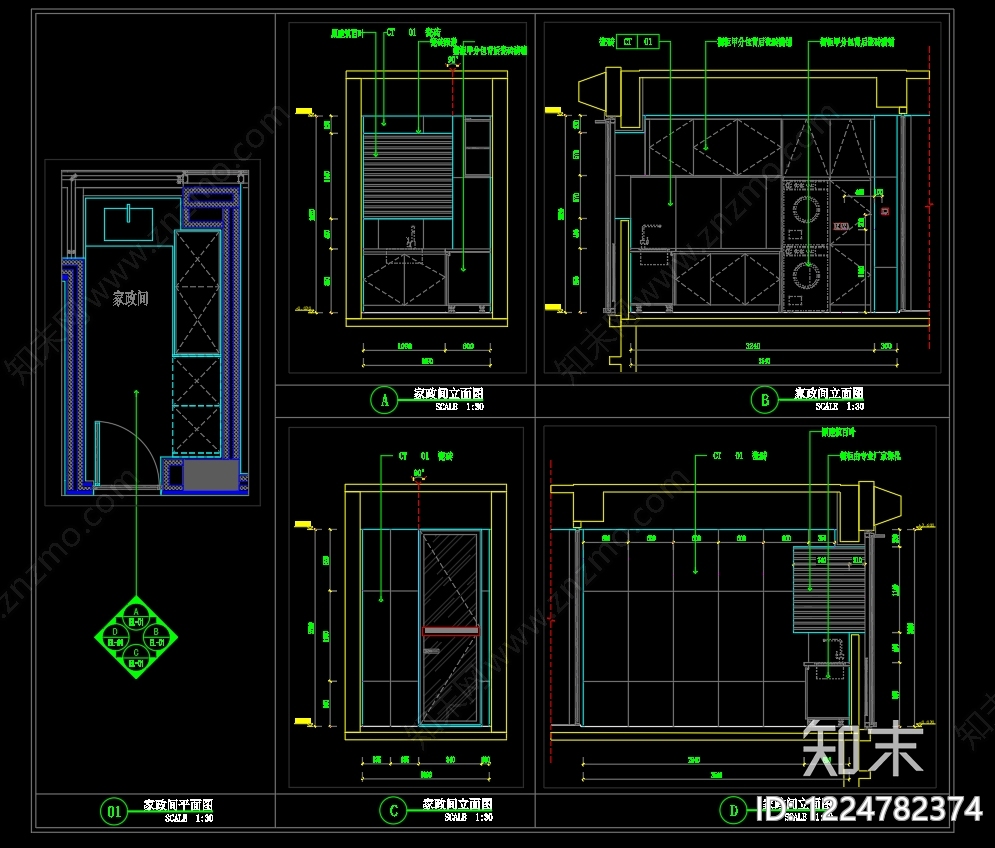 洗衣房cad施工图下载【ID:1224782374】