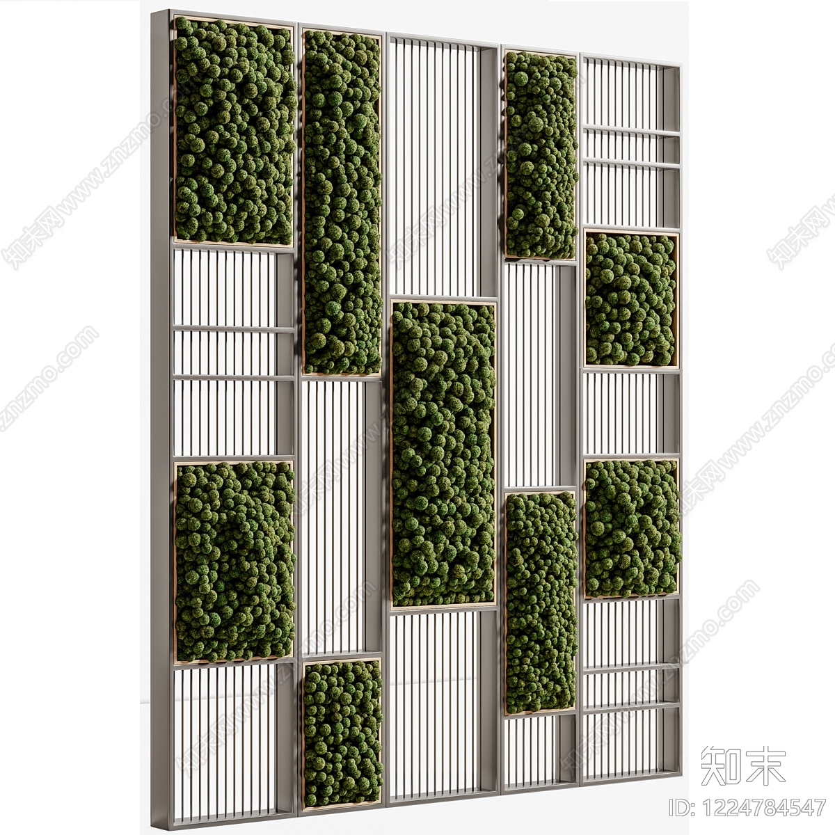现代简约绿植墙3D模型渲染效果图