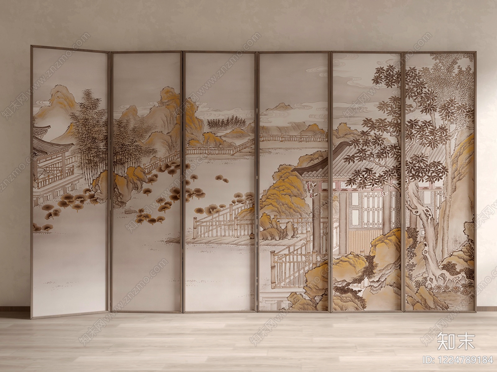 中式屏风3D模型下载【ID:1224789184】
