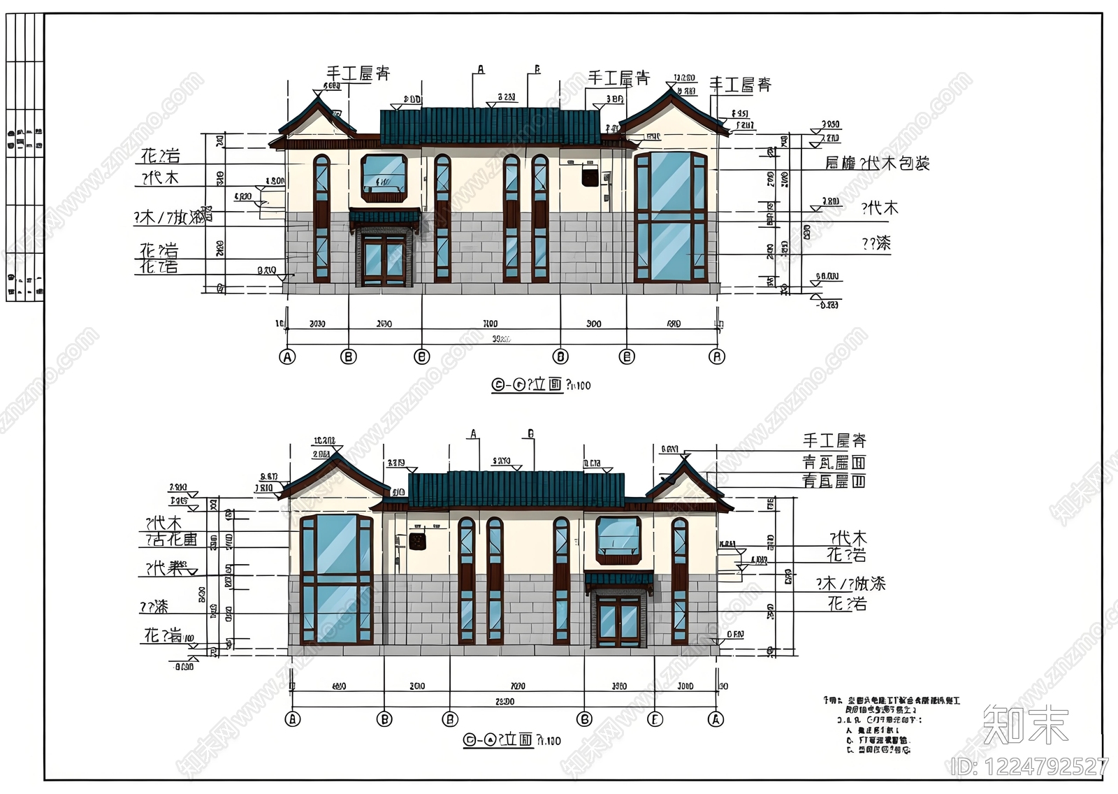 别墅建筑cad施工图下载【ID:1224792527】