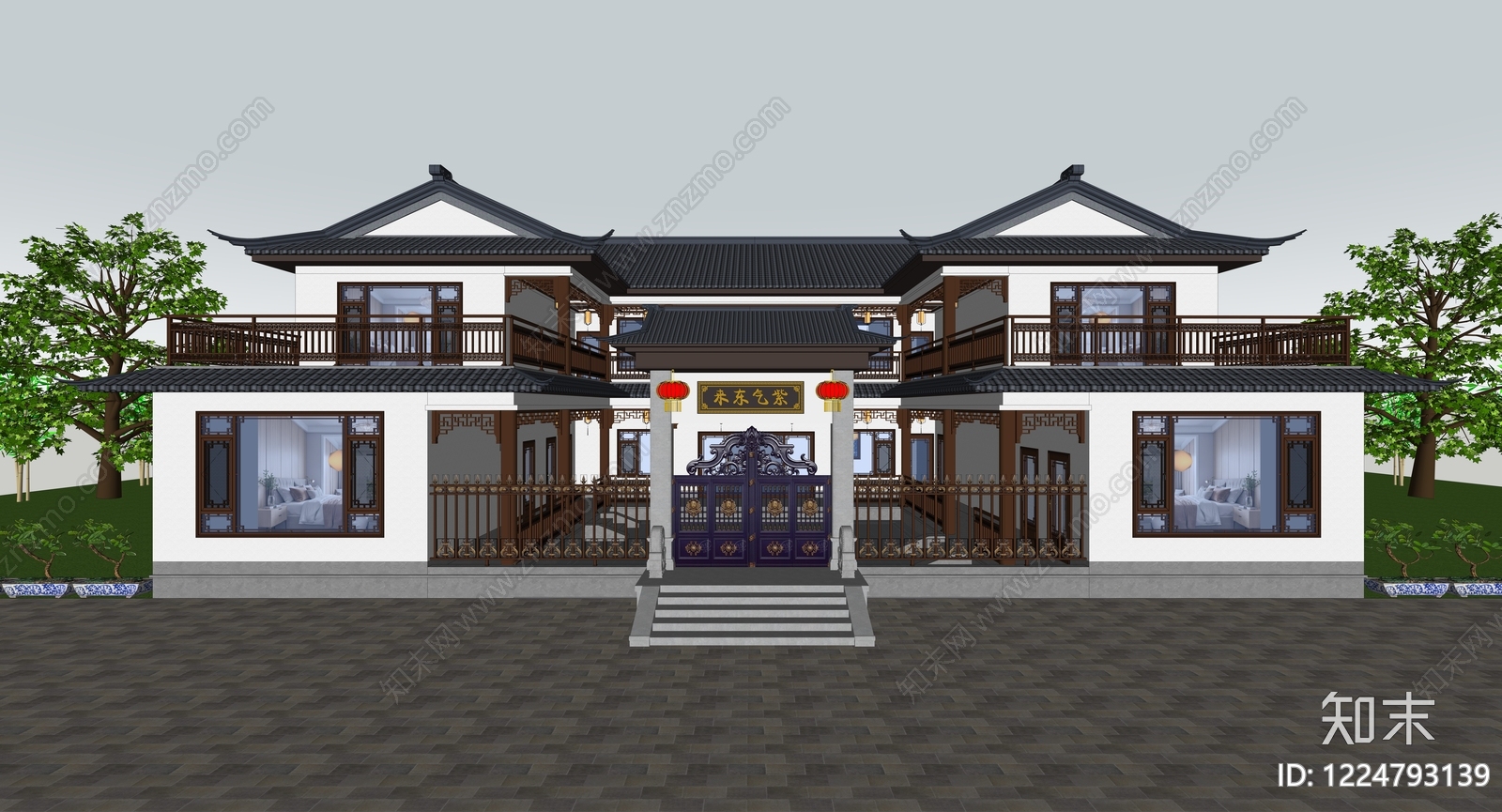 中式四合院SU模型草图