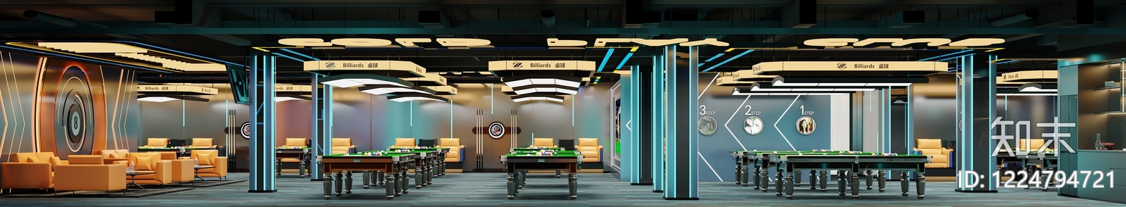 赛博朋克风台球室3D模型下载【ID:1224794721】