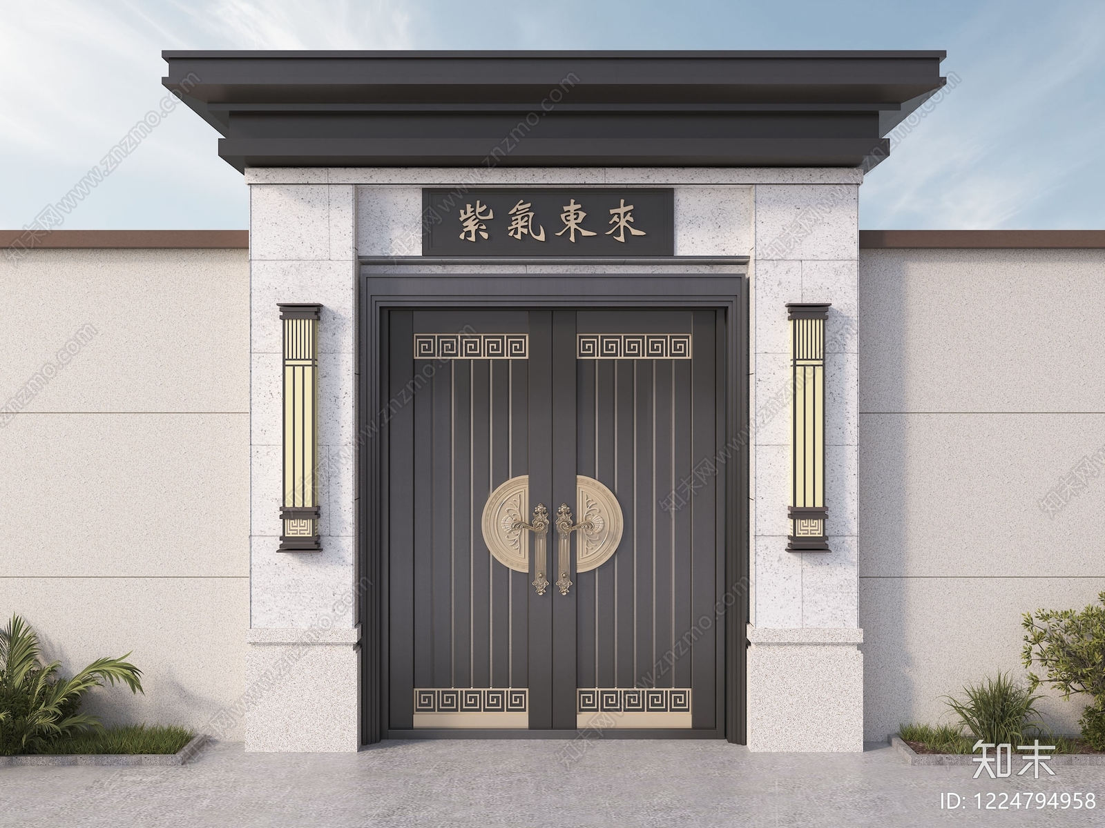 新中式双开门3D模型下载【ID:1224794958】