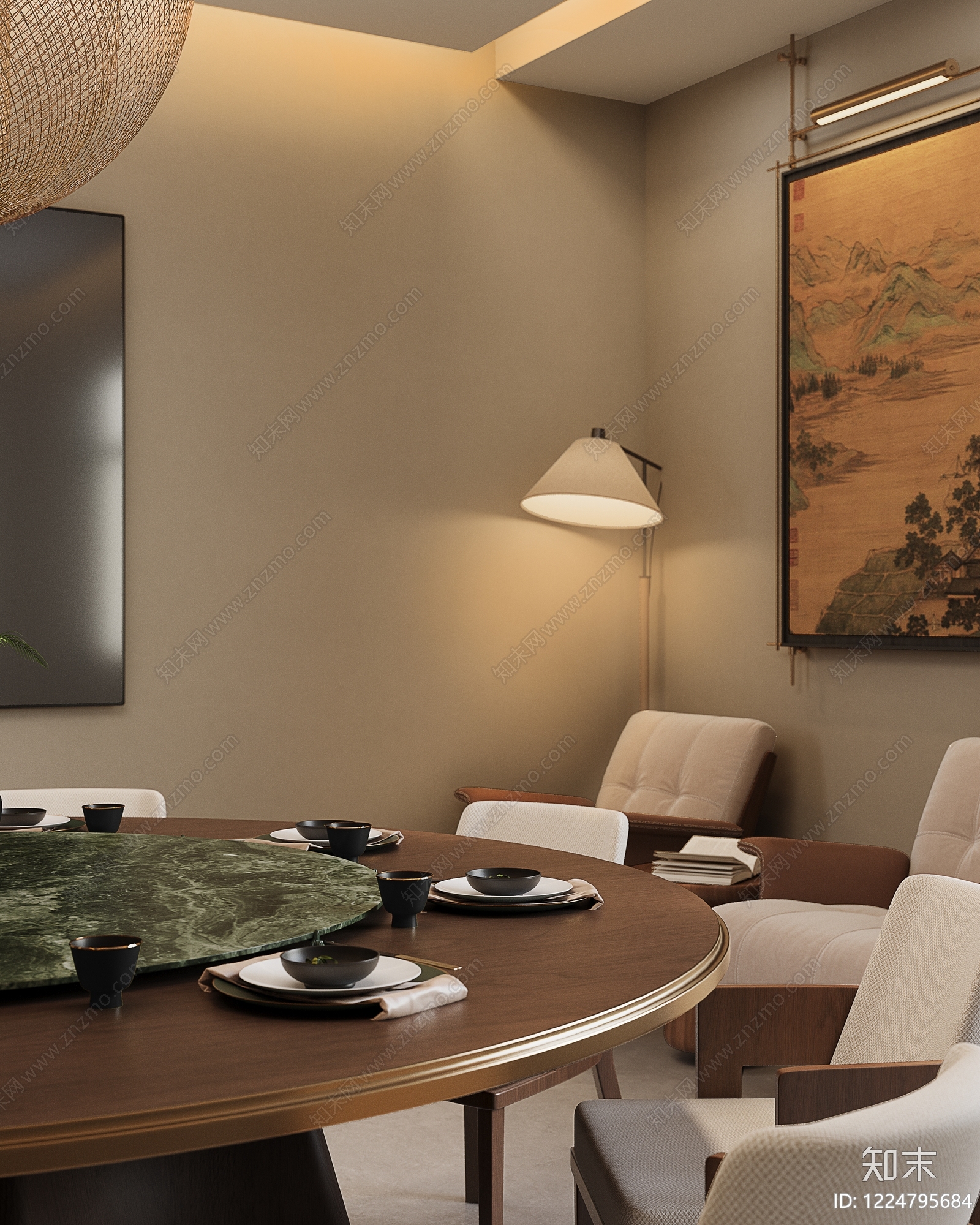 新中式包厢3D模型下载【ID:1224795684】