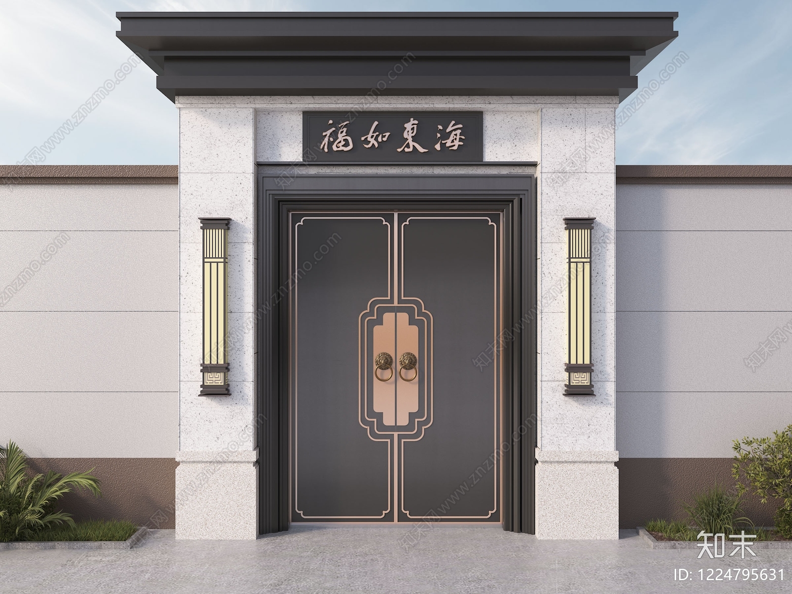新中式双开门3D模型下载【ID:1224795631】