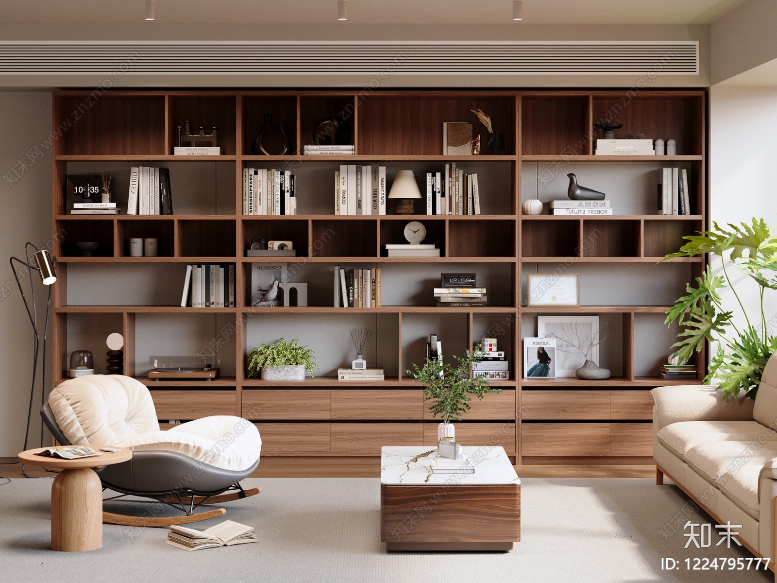 现代简约书房3D模型下载【ID:1224795777】