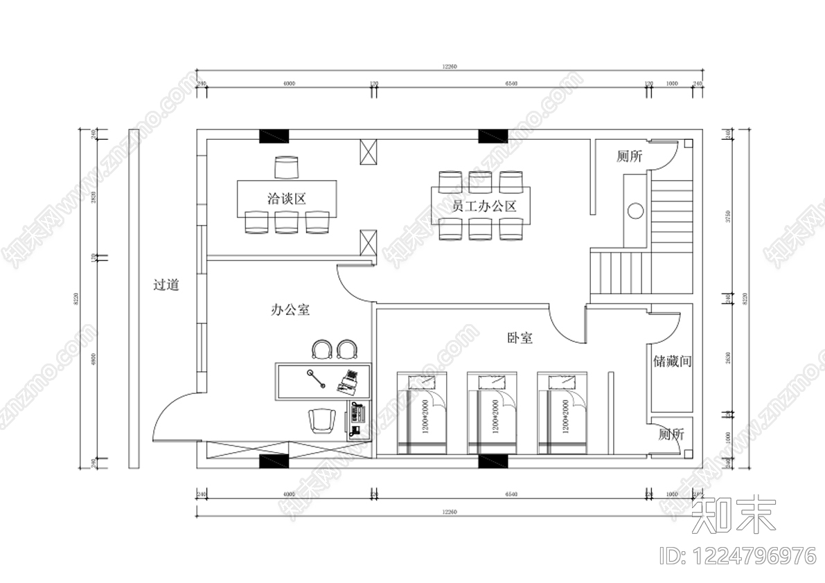 整体办公空间cad施工图下载【ID:1224796976】