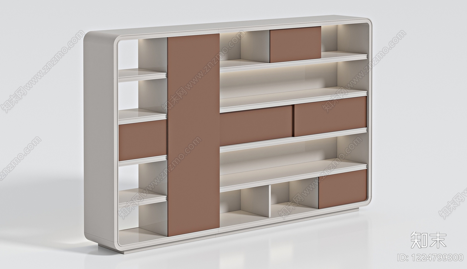 现代简约书柜3D模型下载【ID:1224799300】