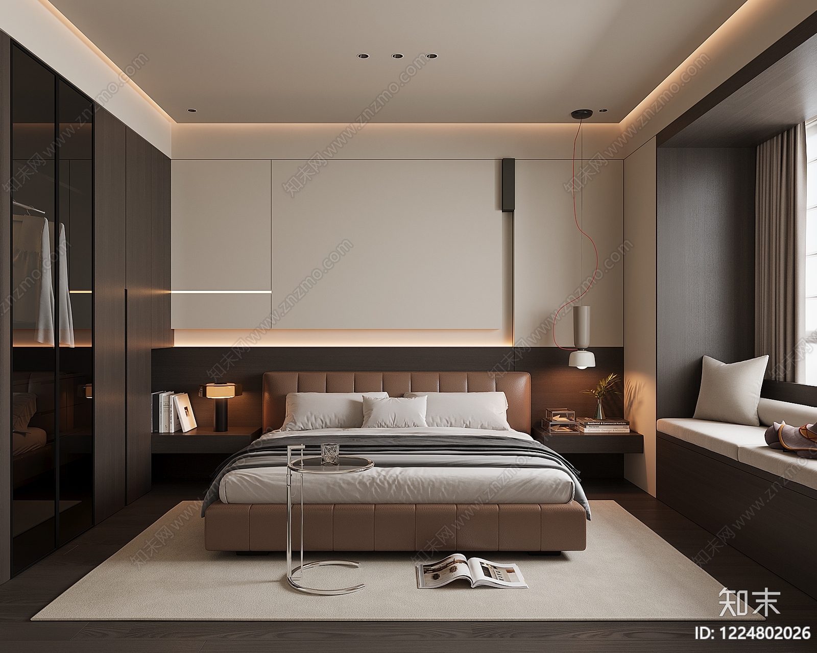 意式极简小卧室3D模型下载【ID:1224802026】