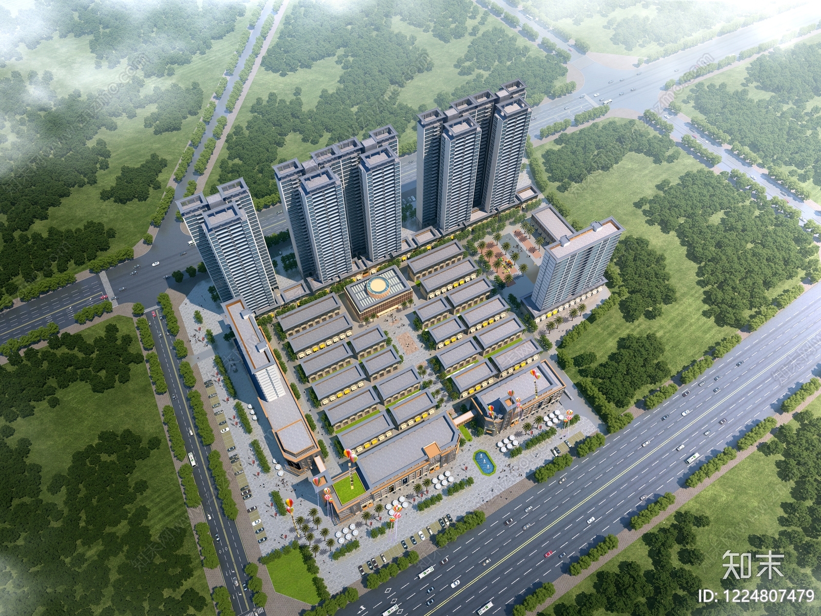 现代主义商业综合体3D模型下载【ID:1224807479】