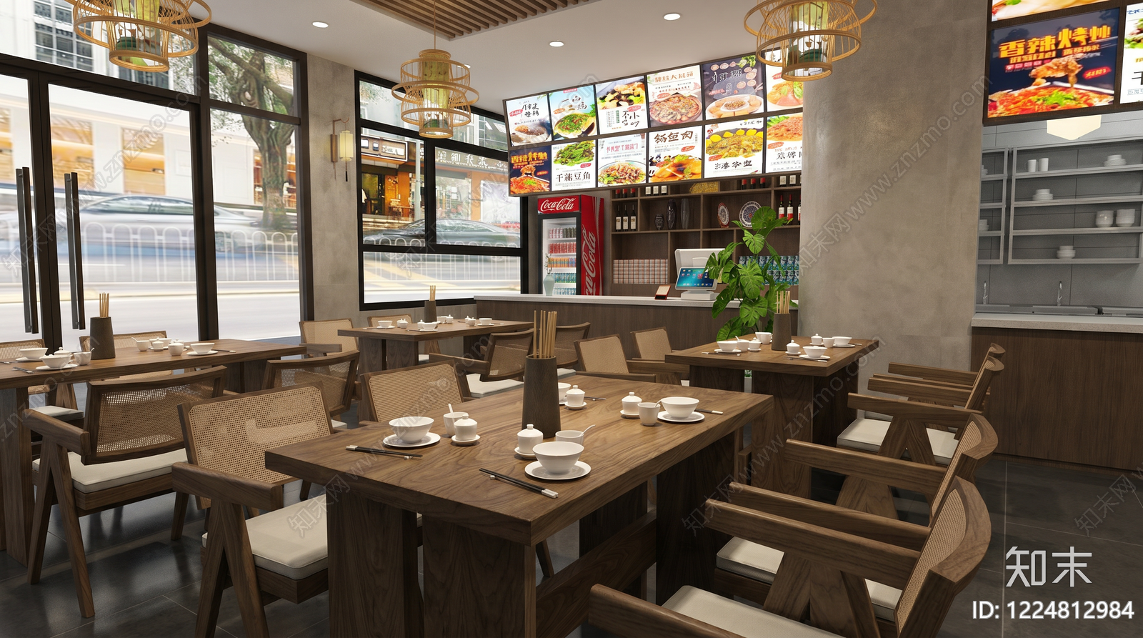 新中式中餐厅SU模型下载【ID:1224812984】