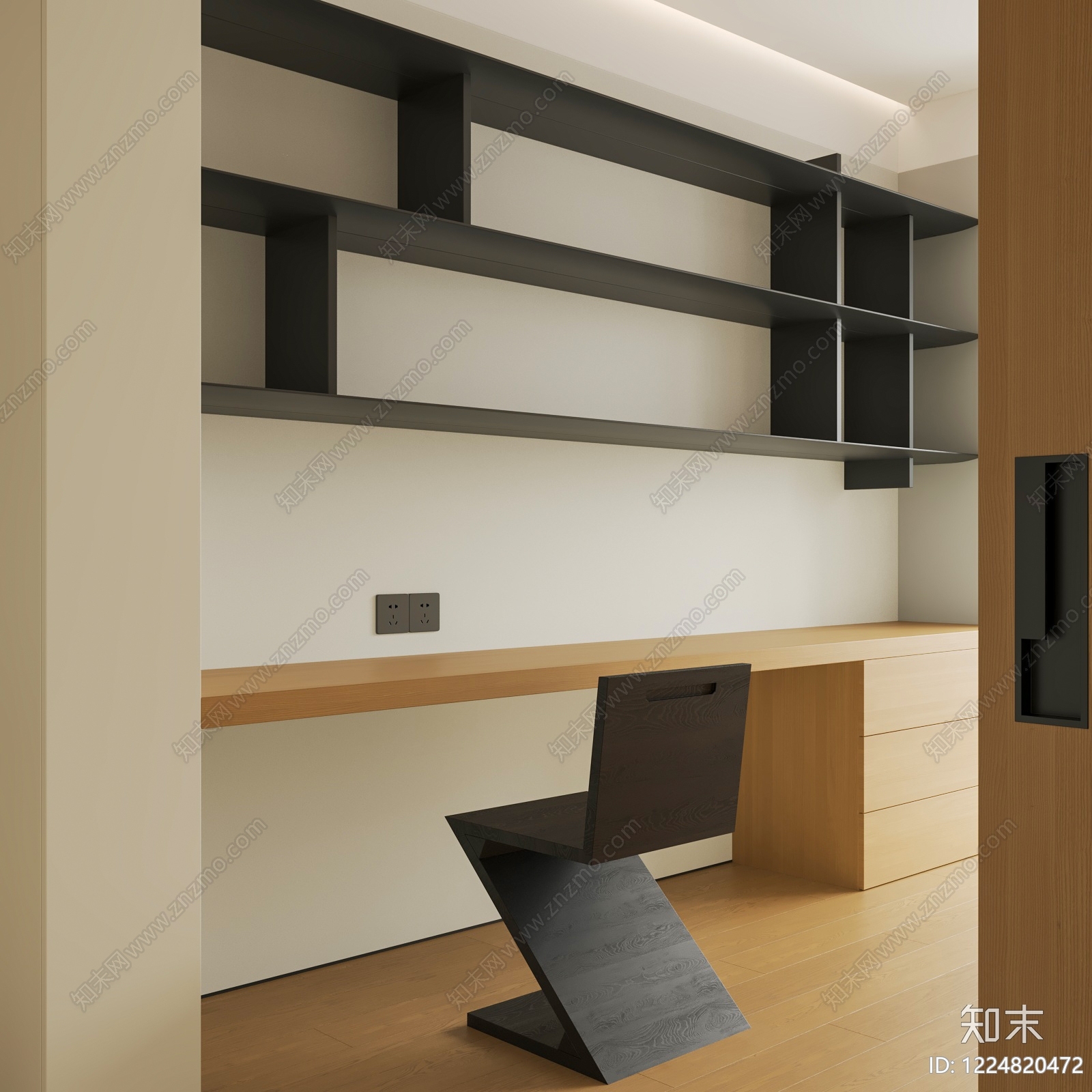 极简书房3D模型下载【ID:1224820472】