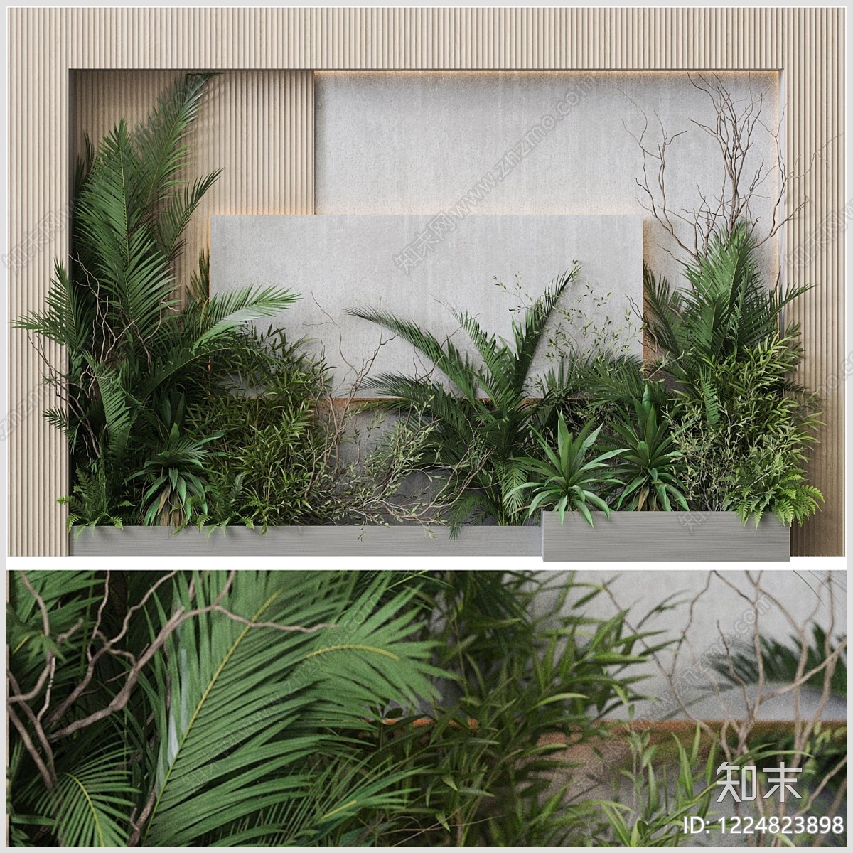 现代简约植物堆3D模型下载【ID:1224823898】