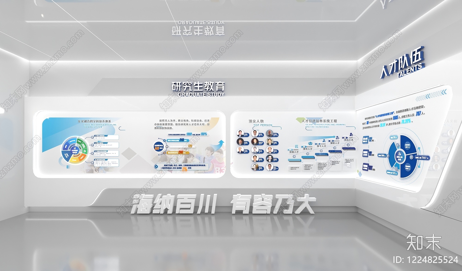 学校展厅3D模型渲染效果图
