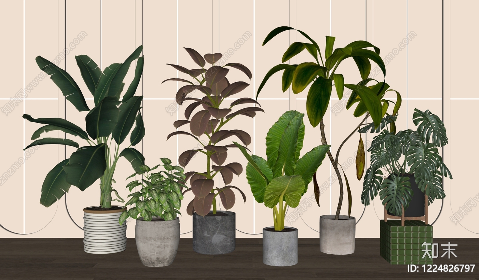 现代简约盆栽SU模型下载【ID:1224826797】