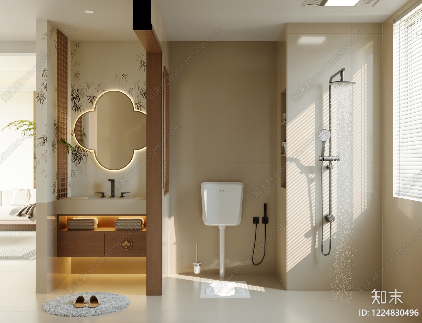 新中式卫生间3D模型下载【ID:1224830496】