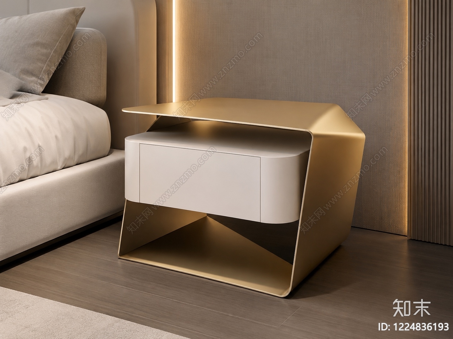 轻奢床头柜3D模型下载【ID:1224836193】