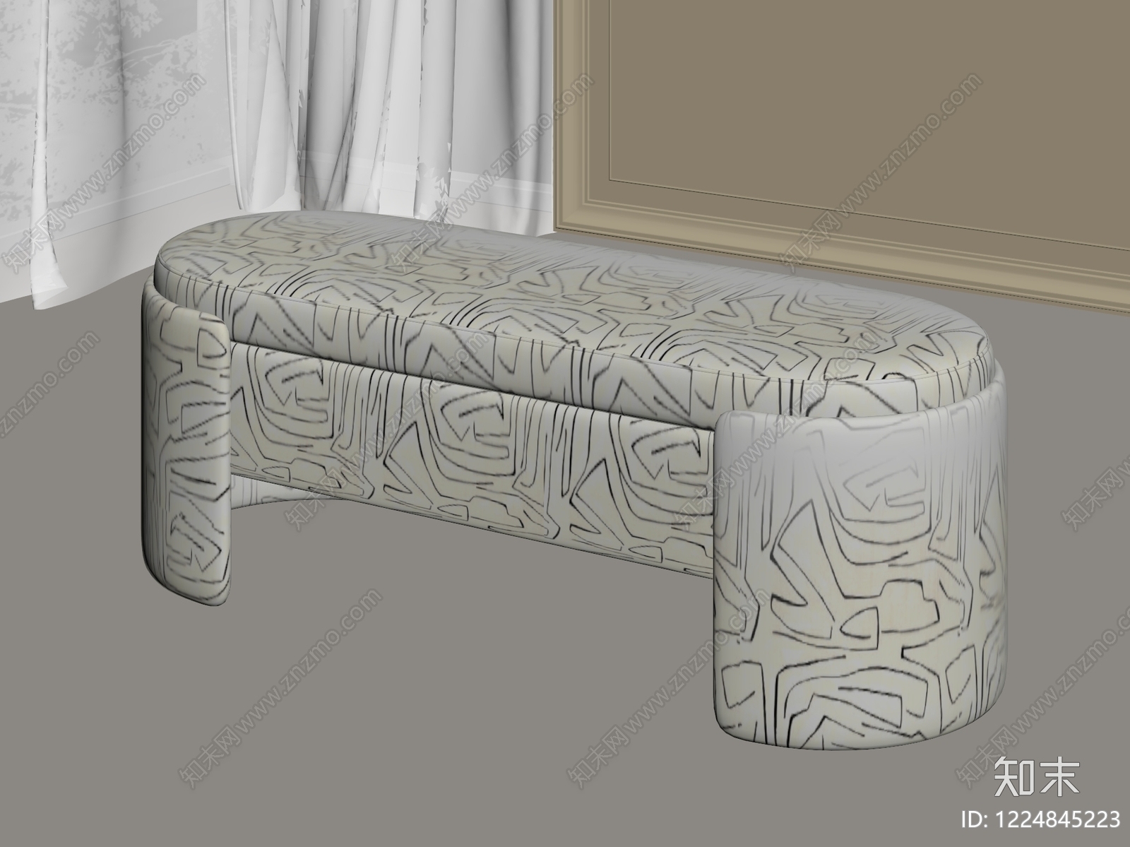 现代床尾凳3D模型下载【ID:1224845223】
