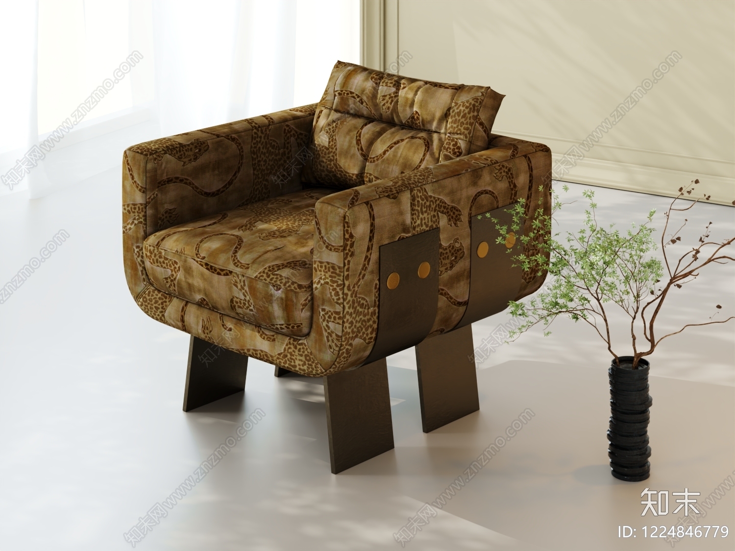 中古风单人沙发3D模型下载【ID:1224846779】