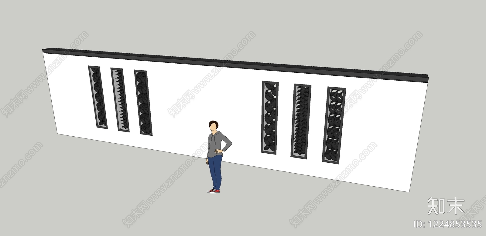 新中式景墙SU模型下载【ID:1224853535】