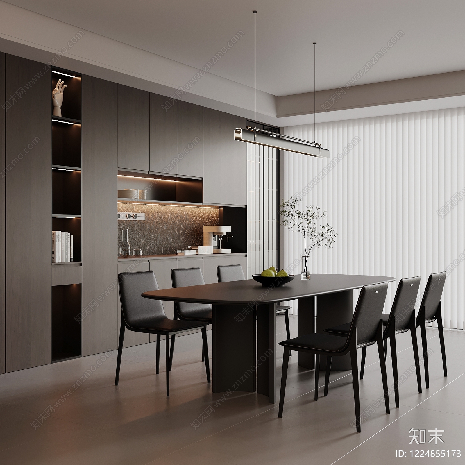 意式极简家居餐厅3D模型下载【ID:1224855173】