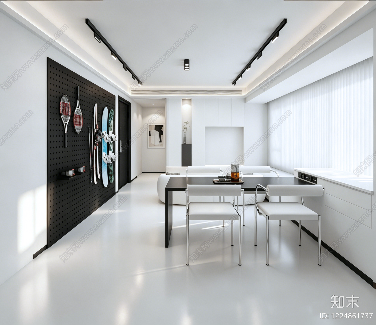 极简客餐厅3D模型下载【ID:1224861737】
