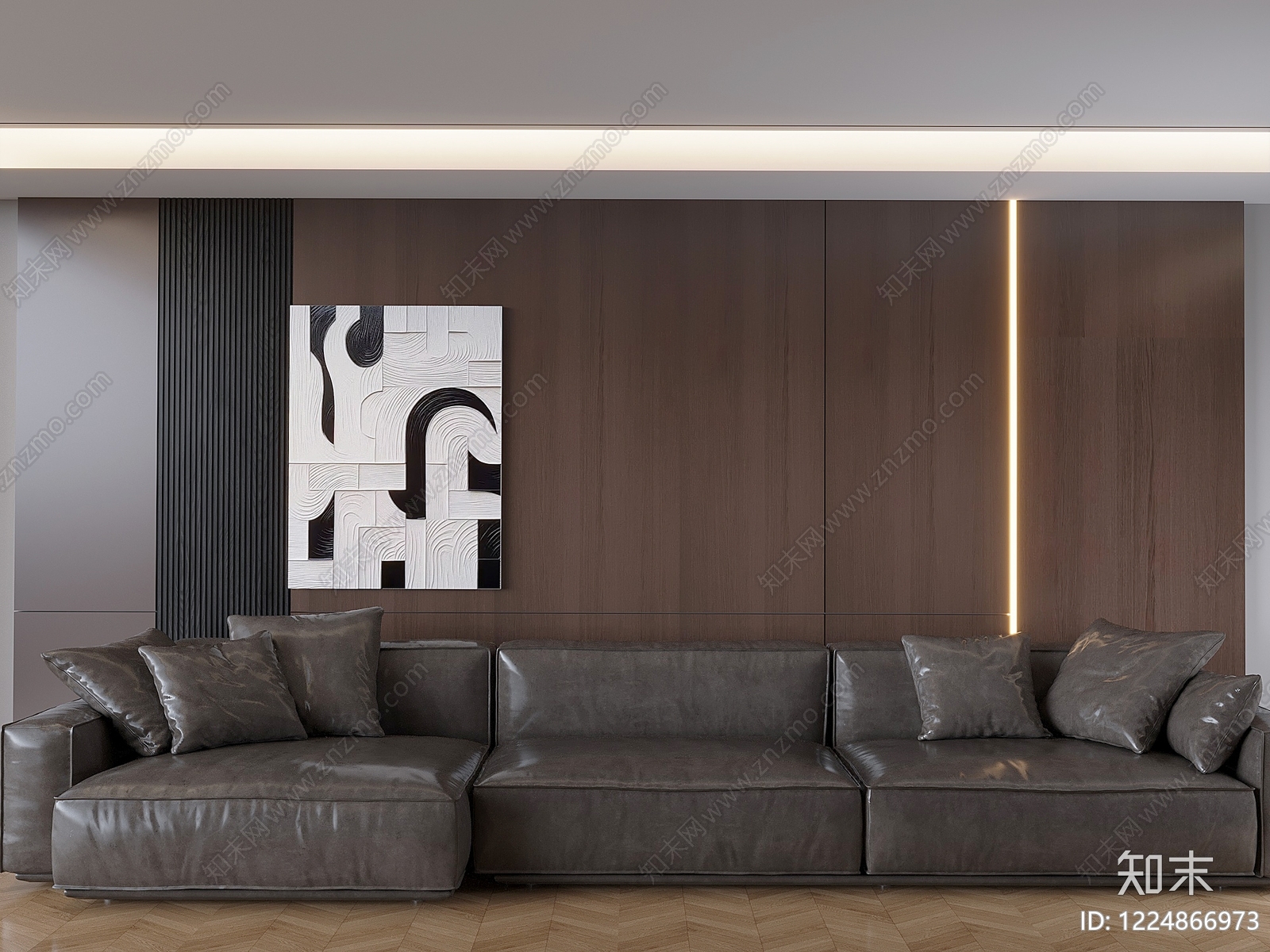 现代简约沙发背景墙3D模型下载【ID:1224866973】