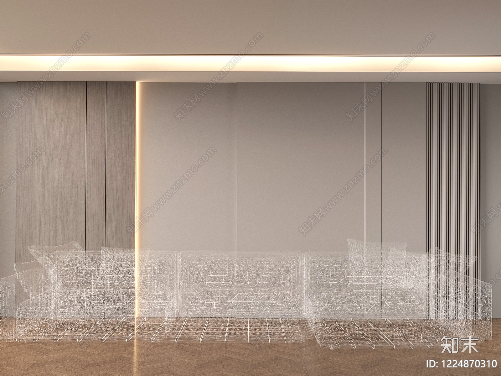 极简沙发背景墙3D模型下载【ID:1224870310】