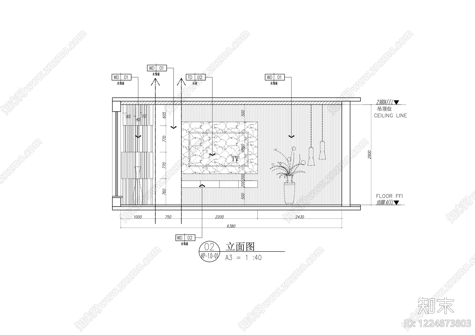 小户型平层cad施工图下载【ID:1224873803】