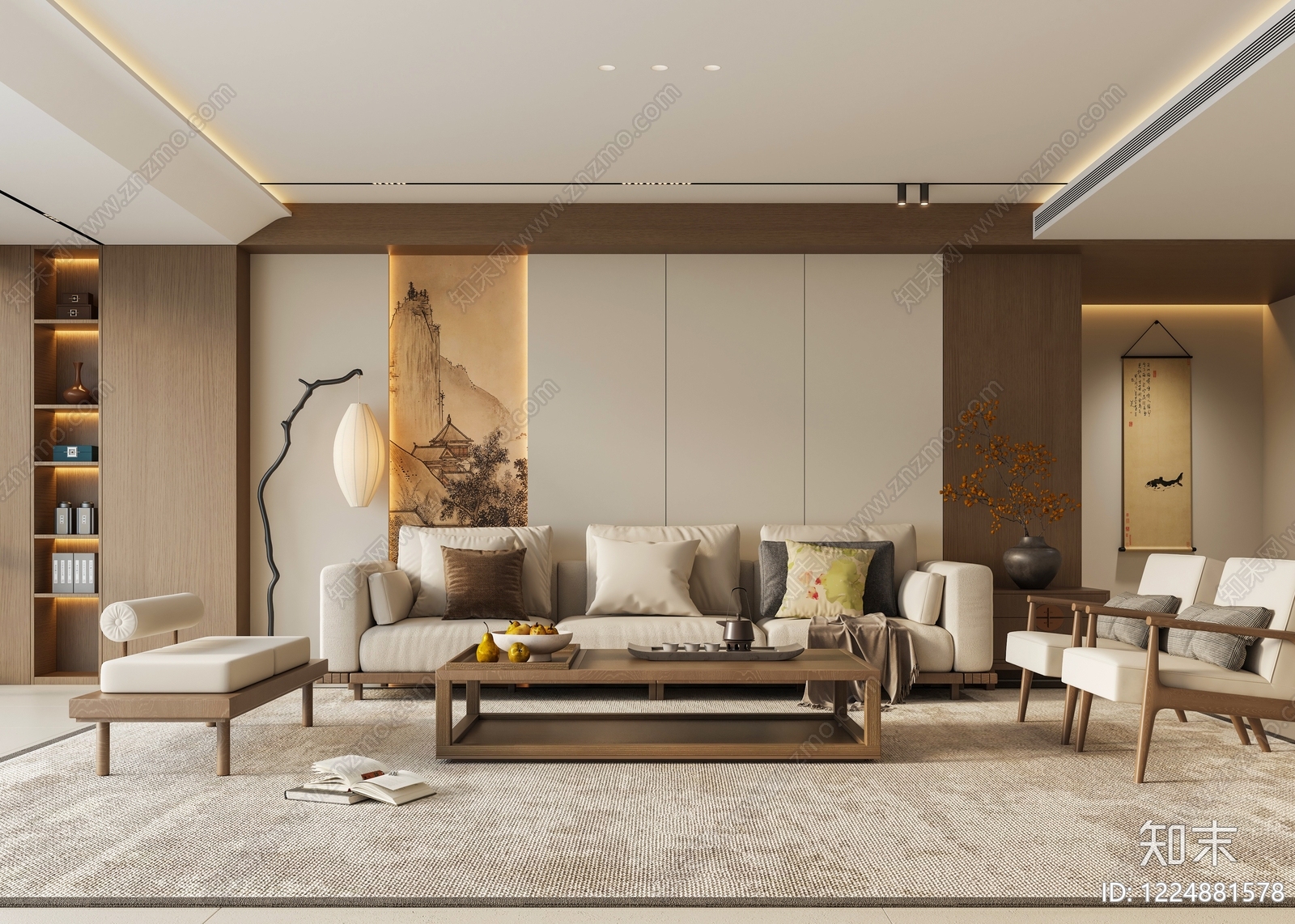 新中式宋式客厅3D模型下载【ID:1224881578】