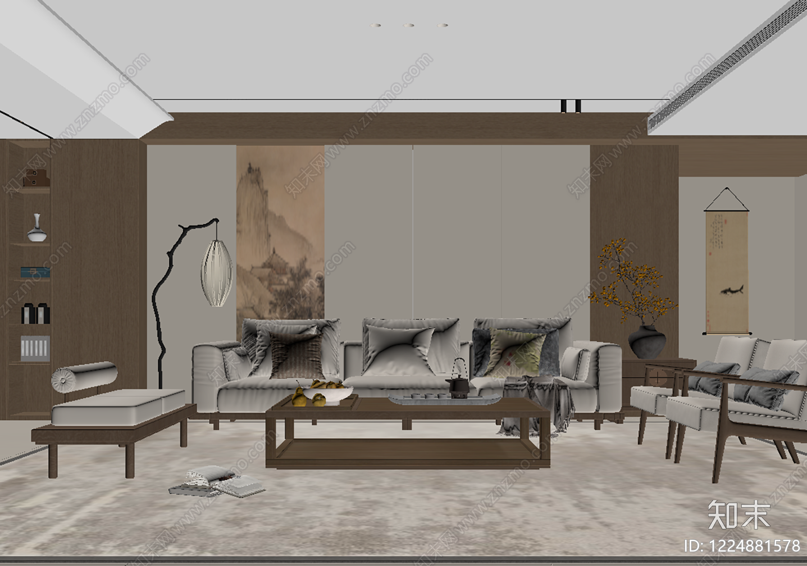 新中式宋式客厅3D模型下载【ID:1224881578】
