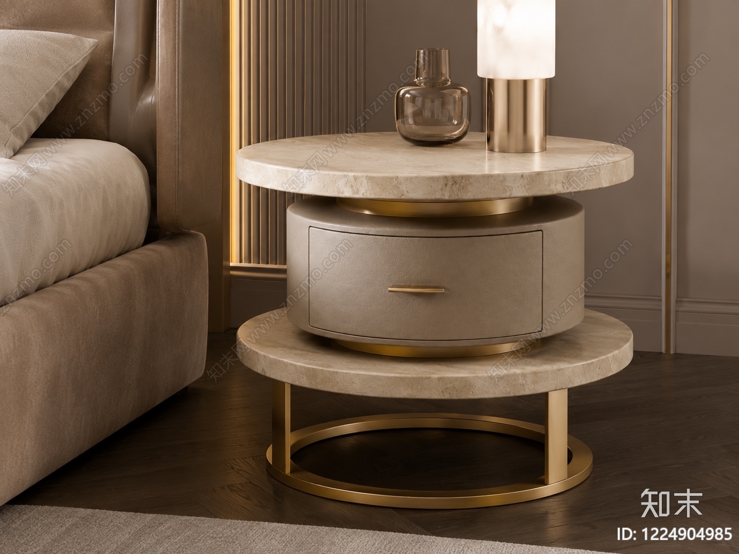 轻奢床头柜3D模型下载【ID:1224904985】