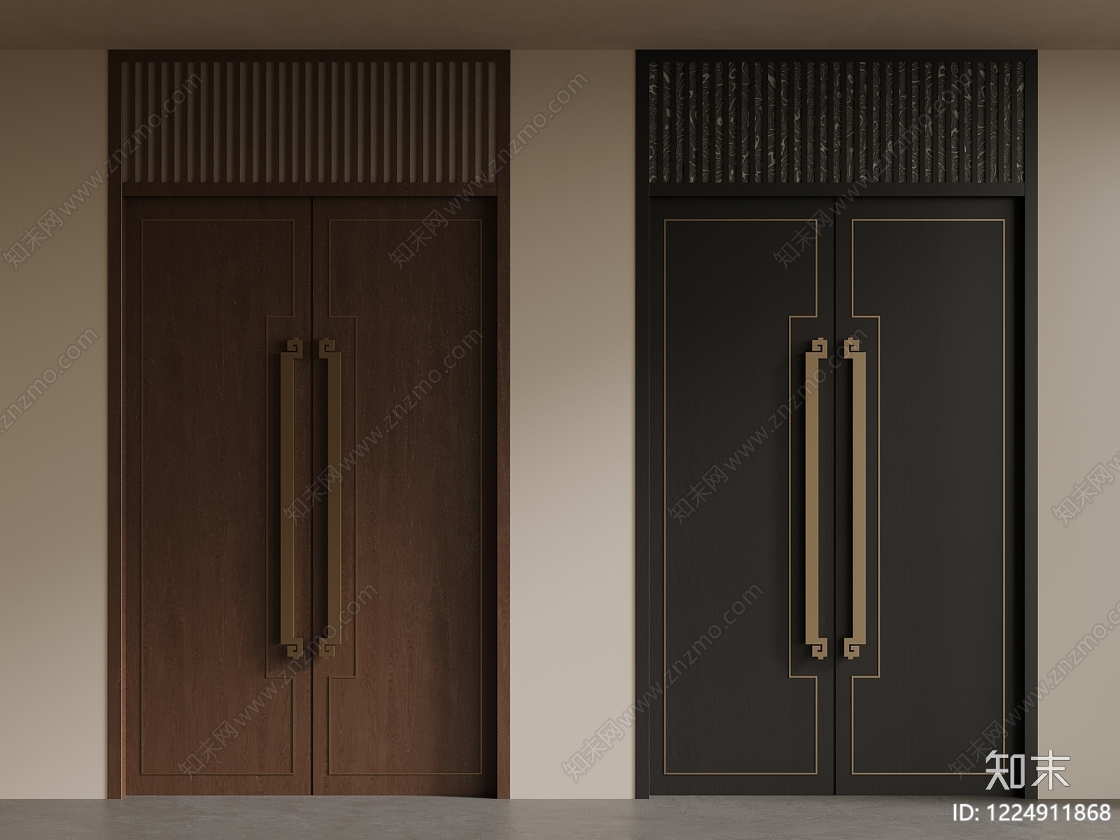 新中式双开门3D模型下载【ID:1224911868】